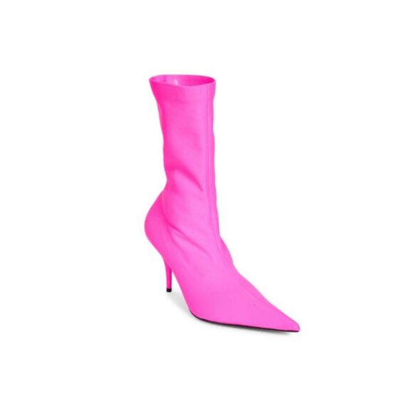 Balenciaga Women's Knife Stretch Fuchsia Pink Fabric Pointed Toe Booties Size 38 - Picture 1 of 10